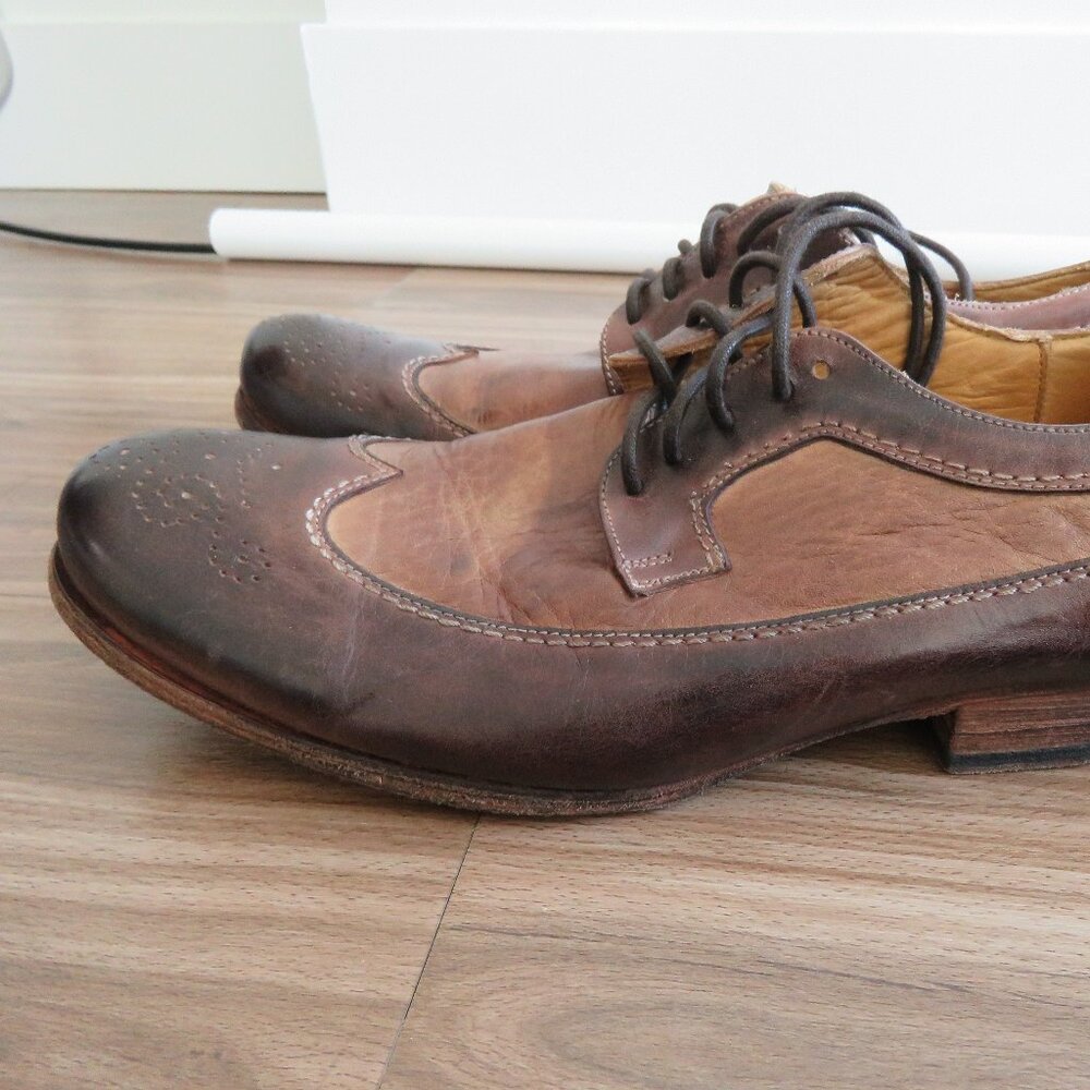 BED STU Bench Made Cobbler Series Wingtip Derby Brogue Shoes Brown Leather 10 - Picture 5 of 16